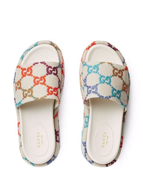 gucci rainbow slides platform|gucci slides clearance.